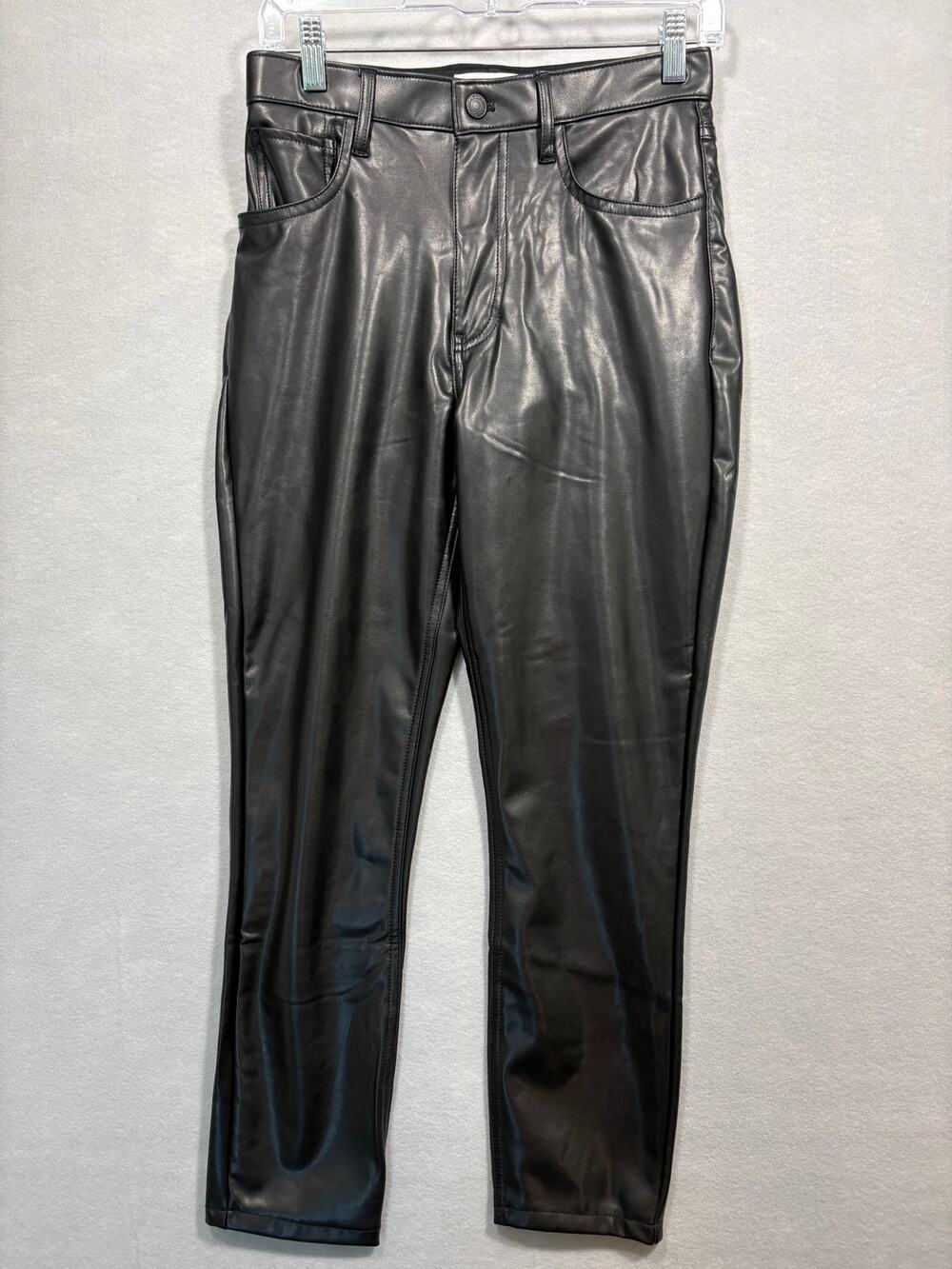 Abercrombie & Fitch NWT Vegan Leather Skinny High Rise Pants Black 27 Short 4S